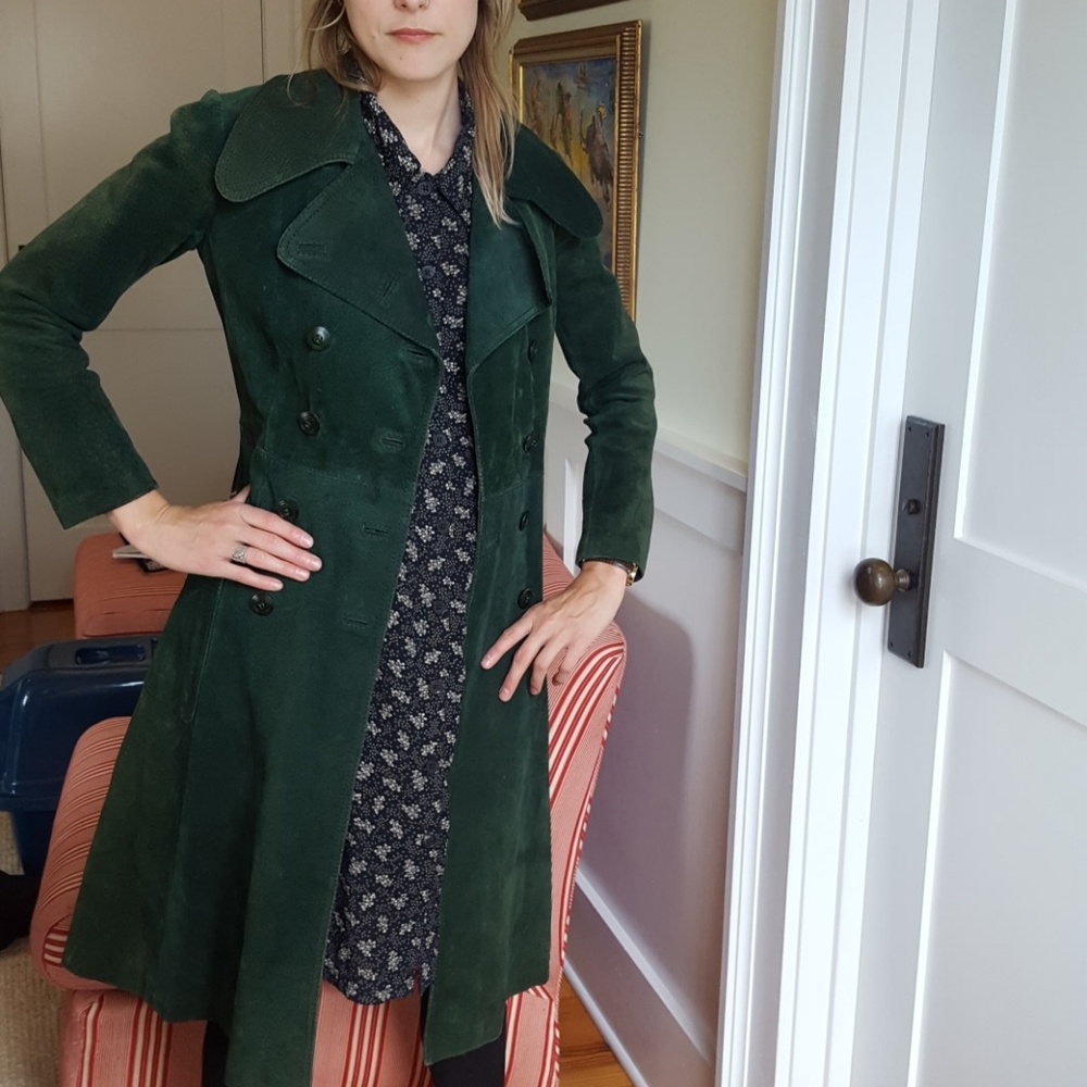 Vintage suede trench coat xs